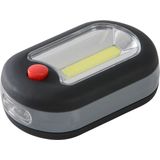 1x Werklamp / zaklamp ovaal met uitklapbare haak - COB-LED - inclusief 3x AAA batterij - klusbenodigdheden - werklampen / zaklampen / looplampen