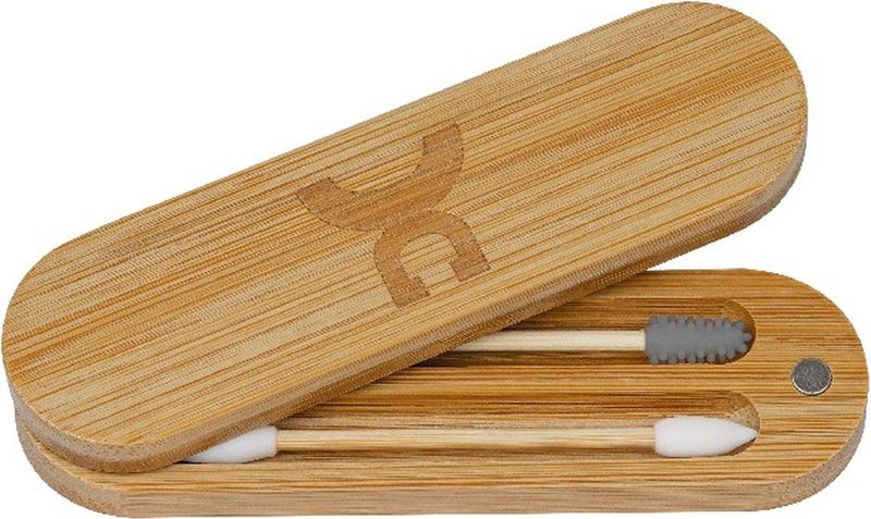Croll & Denecke Herbruikbare wattenstaafjes – Oorstokjes in bewaardoosje - Bamboe & Siliconen – Set van 2