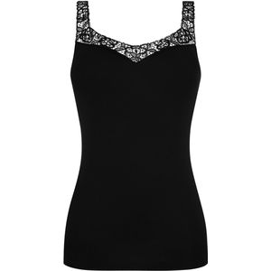 Mey - Emotion Elegance - Dameshemd - Zwart - V-hals, Kantversiering, Smalle Pasvorm