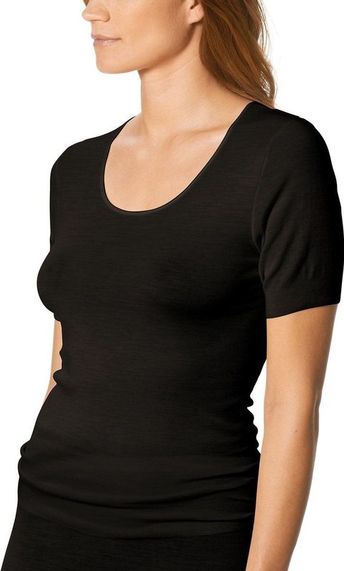 Mey - Shirt Korte Mouw - Zwart - Exquisite - Wol Zijde