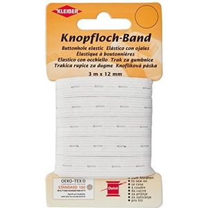 Kleiber Knoopgat-band/elastische knoopsgatband, 58% polyester, wit, 300 x 1,2 x 0,05 cm