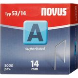 Novus Fijndraadklemmen 14 mm ""superhard"", spaarverpakking met 5000 tackerklemmen type A 53/14, van staaldraad