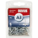 Novus - Aluminium Blindklinknagels - Blisterverpakking - 70 Stuks - Ø 3 mm - 6 mm