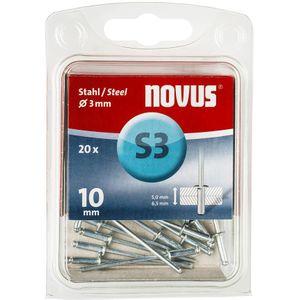 Novus Blindklinknagel S3 X 10mm, Staal S3, 20 st. - 045-0034