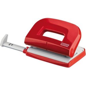Novus E 210 perforator (10 vellen gatvermogen, met aanslagrail, voor huishouden en thuiskantoor) rood glanzend