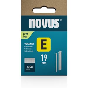 Novus 044-0090 E-type J, 19 mm, materiaal: verzinkt staaldraad, kartonnen verpakking met schuif-FS, nagelset