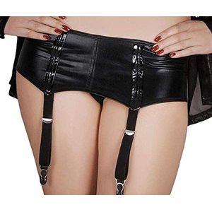 Noir Handmade - Glans wetlook jarretelgordel met veters zwart - Gr. S