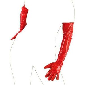 Lange lak handschoenen rood - Gr. M