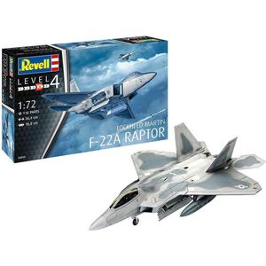 1:72 Revell 03858 Lockheed Martin F-22A Raptor Jet Fighter Plastic Modelbouwpakket