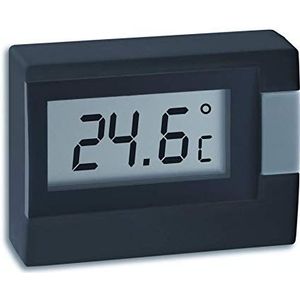 TFA Dostmann digitale thermometer, 30.2017.01, voor het meten van de binnentemperatuur, klein en handig, zwart, (L) 54 x (B) 16 (30) x (H) 39 mm