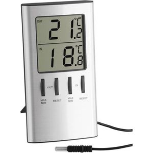 TFA Dostmann Digitale binnen-/buitenthermometer, buitentemperatuur, binnentemperatuur, ook ideaal voor vriezer/aquarium.