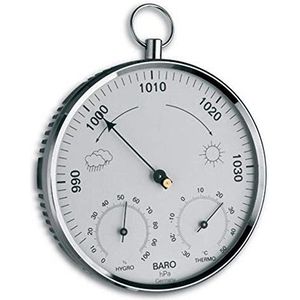 TFA Dostmann Analoog weerstation, met metalen ring, barometer, thermometer, hygrometer.