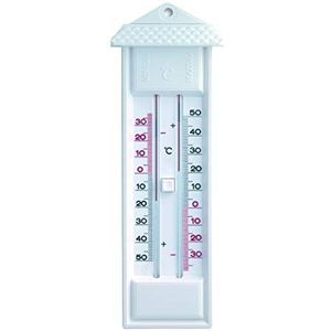 TFA Dostmann Max.-Min.-thermometer, 10.3014.02, ter controle van hoogste, laagste en actuele temperatuur, kwikvrije, kunststof, wit, (L) 80 x (B) 32 x (H) 232 mm