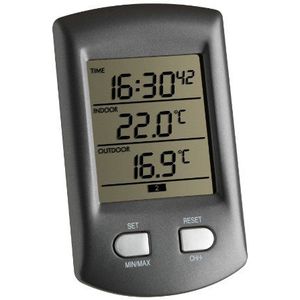 TFA Dostmann Ratio draadloze thermometer, buitentemperatuur, binnentemperatuur, tijd en alarm