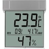 TFA Dostmann digitale venster thermo-hygrometer VISION, 30.5020, voor het aflezen van de buitentemperatuur en luchtvochtigheid, max.-min.-waarden, weerbestendig, zilver, L 97 x B 22 x H 105 mm