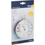 TFA Dostmann analoge thermo-hygrometer, 45.2024, controle van temperatuur en luchtvochtigheid, voor een gezond binnenklimaat, ring van verchroomd messingkleurig, (L) 71 x (B) 23 x (H) 71 mm