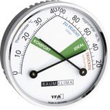 TFA Dostmann analoge thermo-hygrometer, 45.2024, controle van temperatuur en luchtvochtigheid, voor een gezond binnenklimaat, ring van verchroomd messingkleurig, (L) 71 x (B) 23 x (H) 71 mm