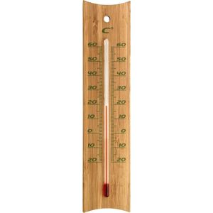 Binnen/buiten thermometer bamboe 4,5 x 20 cm - Buitenthemometers - Temperatuurmeters