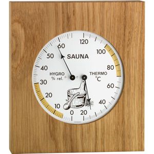 TFA Dostmann Analoge sauna-thermo-hygrometer, met eiken frame, hittebestendig