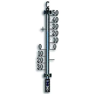 TFA Dostmann analoge buitenthermometer, 12.5001.01, van metaal, met vrijstaande graadgetallen, weerbestendig, zwart