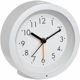 TFA Dostmann GENUA 60.1029.02 analoge wekker met sweep uurwerk, kunststof, wit, L110 x B50 x H145 mm