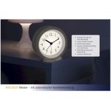 TFA Dostmann GENUA 60.1029.02 analoge wekker met sweep uurwerk, kunststof, wit, L110 x B50 x H145 mm