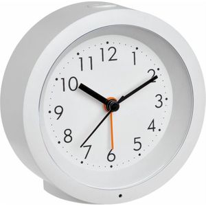 TFA-Dostmann Genua 60.1029.02 analoge wekker met Sweep uurwerk, kunststof, wit, 105 x 41 x 105 mm