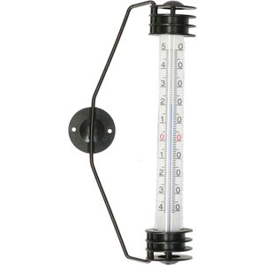 TFA Raam Thermometer - analoog - metaal - zwart - 20cm - binnen/buiten
