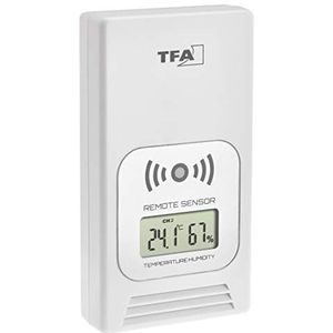 TFA Dostmann Temperatuurzender met display, reservezender, externe zender voor draadloos weerstation Life 35.1153, wit, L55 x B40 x H130 mm