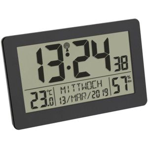TFA Dostmann 60.2557.01 Zendgestuurde klok Zendergestuurd 206 mm x 30 mm x 130 mm Zwart Groot display