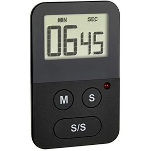 TFA Dostmann Digitale timer 38.2047.01 met stopwatch, alarm, LED, klein, handig, zwart, 50 x 9 x 80 mm