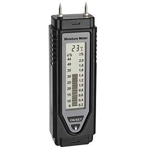 TFA Dostmann materiaalvochtigheidsmeter, 30.5506.01, voor hout en bouwmateriaal, weergave von de omgevingstemperatuur, met LED-lampje, eenvoudige bediening, zwart, (L) 44 x (B) 34 x (H) 144 mm