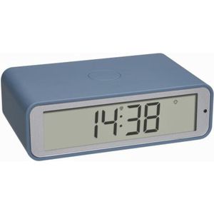 TFA Dostmann Twist 60.2560.06 draadloze digitale wekker met instelbare tijdzone, 12/24-uurs modus, 180° draaibaar, plat design, blauw
