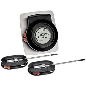 TFA Dostmann smart wiresless BBQ thermometer HYPER BBQ, 14.1513.01, met app en twee sondes (roestvrij staal), bewaken van de kookkamer en het meten van de kerntemperatuur, vleesthermometer, zwart