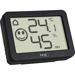 TFA Dostmann digitale thermo-hygrometer, 30.5055.01, voor luchtvochtigheidsmeting, temperatuurregeling, voor binnen, klein, met max.-min.-waarden, zwart, (L) 55 x (B) 15 x (H) 40 mm