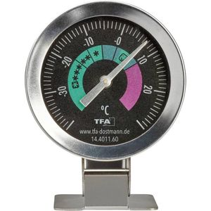 TFA Dostmann Koelkastthermometer analoog 14.4011.60 roestvrij staal ook geschikt voor diepvrieskist, koelhuizen tot -40 graden C zilver