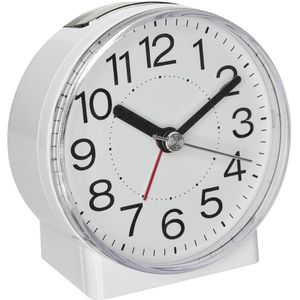 TFA Dostmann analoge wekker, 60.1037.02, stil uurwerk, alarm met sluimerfunctie, achtergrondverlichting, wit, (L) 85 x (B) 45 x (H) 87 mm