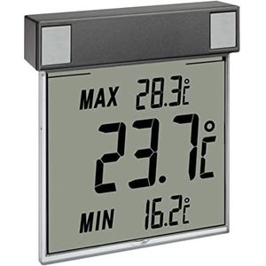 TFA Dostmann Digitale vensterthermometer, 30.1025.10, gemakkelijk aflezen van de buitentemperatuur van binnen, eenvoudige montage, Amazon Exclusive, antraciet