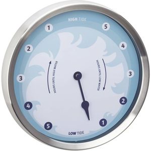 TFA Dostmann analoge getijdenklok, 60.3029.06, tijdspanne tussen eb en vloed, getijdenklok, met roestvrij stalen frame, maritiem design in blauwtinten, blauw, 22 cm
