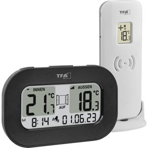 TFA Dostmann Cool@Home 30.3046.01 Digitale draadloze thermometer, gelijktijdige binnen- en buitentemperatuurregeling met ventilatie-aanbeveling en alarm, buitensensor, klok
