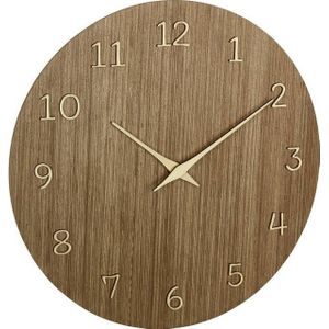 TFA Dostmann Houten wandklok analoog, 60.3072.23, kwartsklok, decoratief accessoire voor thuis, moderne wandklok, hoge nauwkeurigheid, natuurlijke woonsfeer, lange batterijduur, donker hout