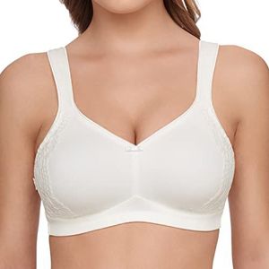 SUSA Minimizer Beha voor dames, zonder beugel, London I damesbeha met minimizer snit, verkleint de borsten optisch I voorgevormde cups, brede bandjes, wit, 85G