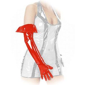 Ledapol - Lange glanzende lak handschoenen met envelop rood - Gr. M