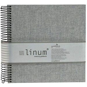 goldbuch 12919 spiraalalbum Linum, fotoalbum 20 x 20 cm, fotoalbum met 40 champagnekleurige pagina's, herinneringsalbum van linnen, fotoboek voor foto's en foto's om in te plakken, grijs