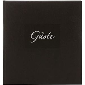 goldbuch Seda 48045 Gastenboek met bladwijzer 23 x 25 cm, bruiloftsgastenboek met 176 witte pagina's, drukbinding met zilveren opdruk, zwart