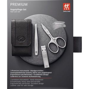 Professionele Verzorgingsset - Zwart - Nappaleren Etui - Roestvrij Staal