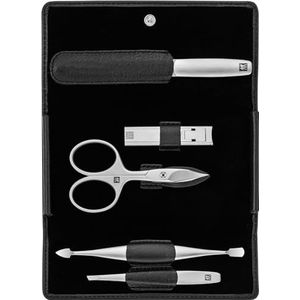 ZWILLING Twinox Manicure 5-Delige Set met Lederen Zaak en Fluwelen Interieur, Zwart