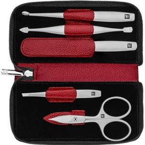 Manicure- Pedicureset - Rood - Rundleer - 5-Delig