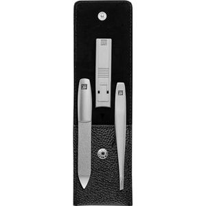 ZWILLING Twinox Manicure Pedicure 3-Delig Set in Zwart Lederen Zaak