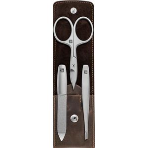 ZWILLING Twinox Manicure Pedicure 3-Delig Set in Bruin Lederen Zaak